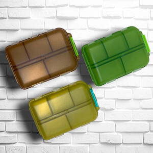 NEW Lot 3 Modernist Travel Pill Organizers Plastic Latching Earth Tones 4"